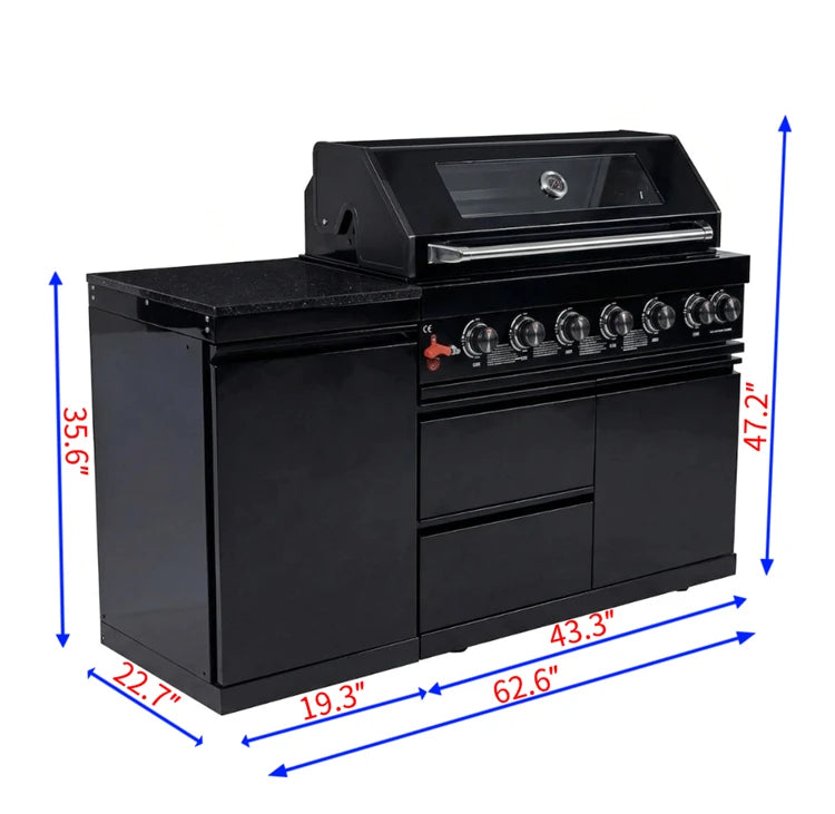 USA 7 Days Delivery Freestanding Outdoor Kitchen Modular Cabinet BBQ Kitchen Island with Rustproof Material for Resort