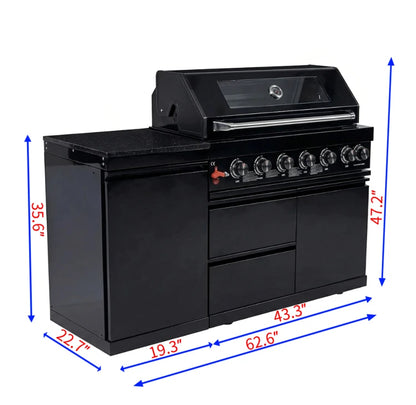 USA 7 Days Delivery Freestanding Outdoor Kitchen Modular Cabinet BBQ Kitchen Island with Rustproof Material for Resort