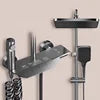 New Top 1 Cheap Gun Gray Hot Cold Wall Mounted Bathroom Shower Faucet Rain Rainfall Bathtub Mixer Piano Black Shower System Set