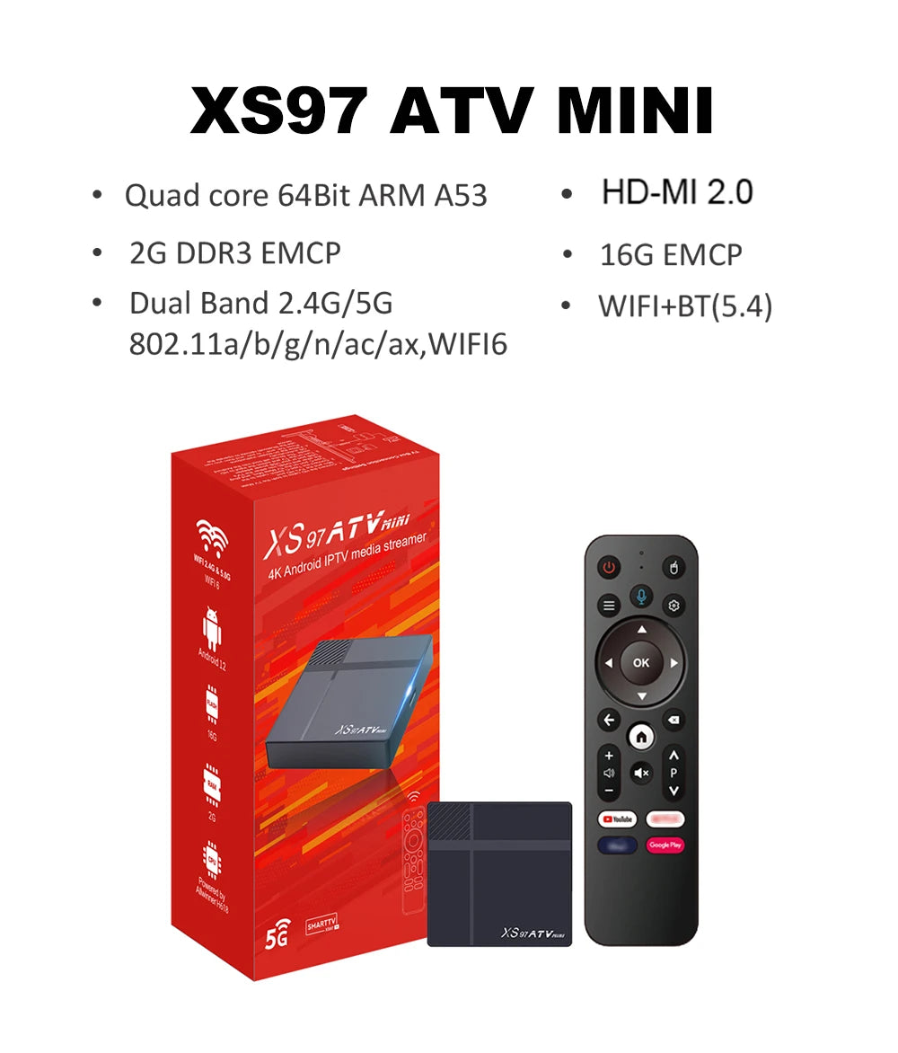 New Arrivals XS97 Private Model ATV MINI Allwinner H618 Processor 6K Android 12 Media Streamer Mini TV Box