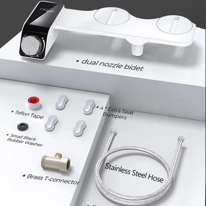 Ultra Slim Dual Nozzle Bidet Seat Sprayer Non-Electric Retractable Adjustable Water Pressure Modern ABS Plastic Hotels