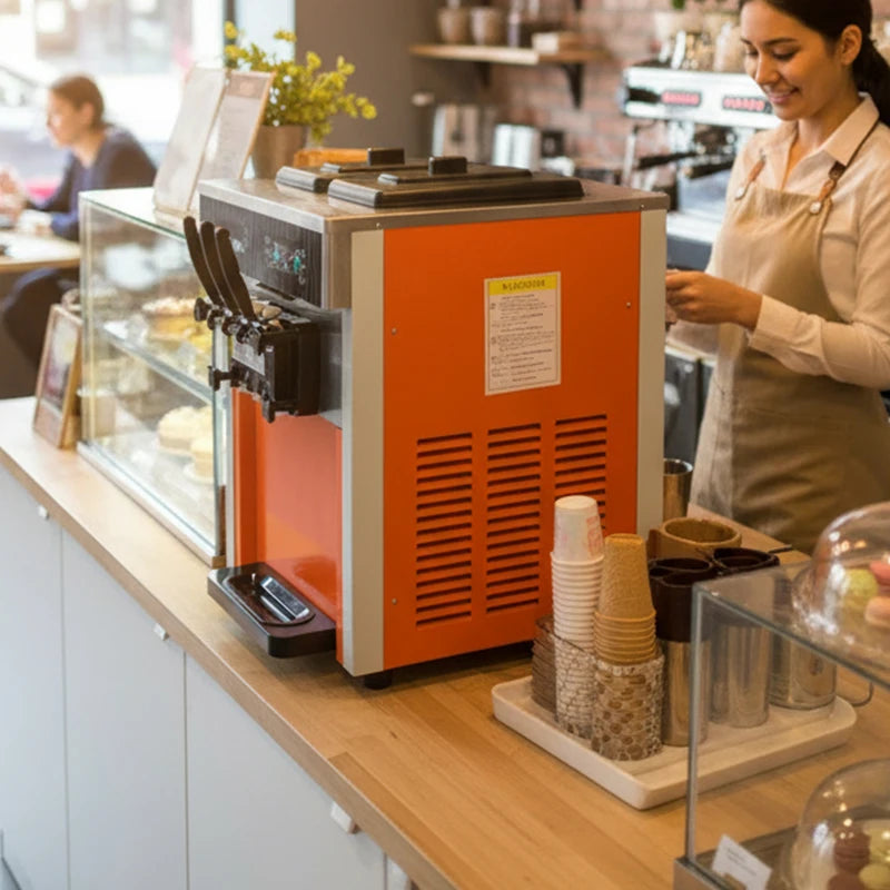 3 Flavors Ice Cream Cone Machine Automatic Easy to Operate CE Certificate Soft Serve Ice Cream Machine