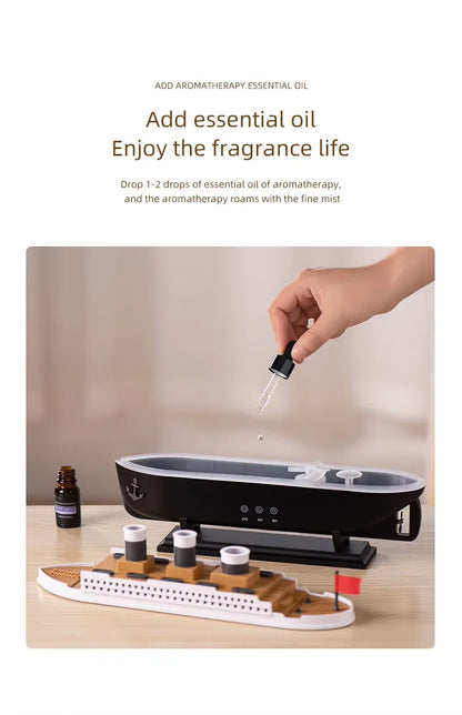 2025 Electric Ship Diffuser Humidifier Ultrasonic Essential Oil Jellyfish Diffuser Desktop Smart Home Boat Diffuser for Office