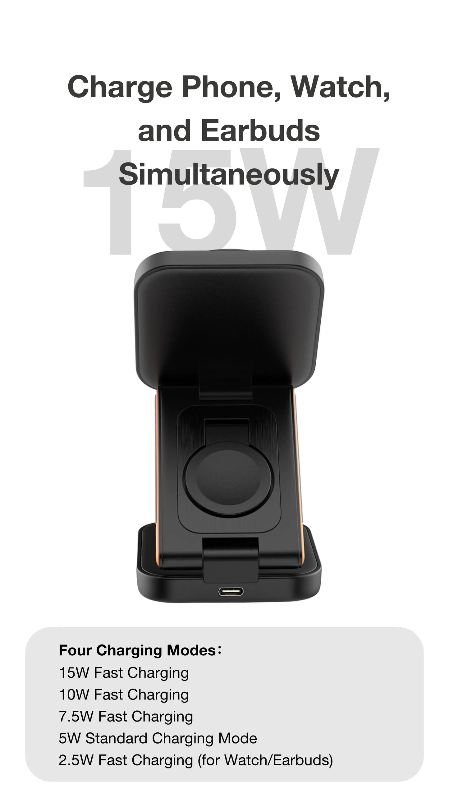 3 in 1 Foldable Magnetic Wireless Charger Multifunction Phone Charging Stand Chargers Wireless Charger
