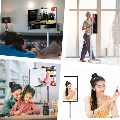 2025 Trend 27-Inch Touch Screen LED Display Portable 32-Inch HD Smart TV with 4G+64G Movable Stand Mobile Smart Television