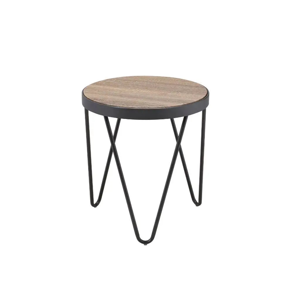HMS 18\" Solid Wood Round End Table in Black and Brown for Living Room Furniture