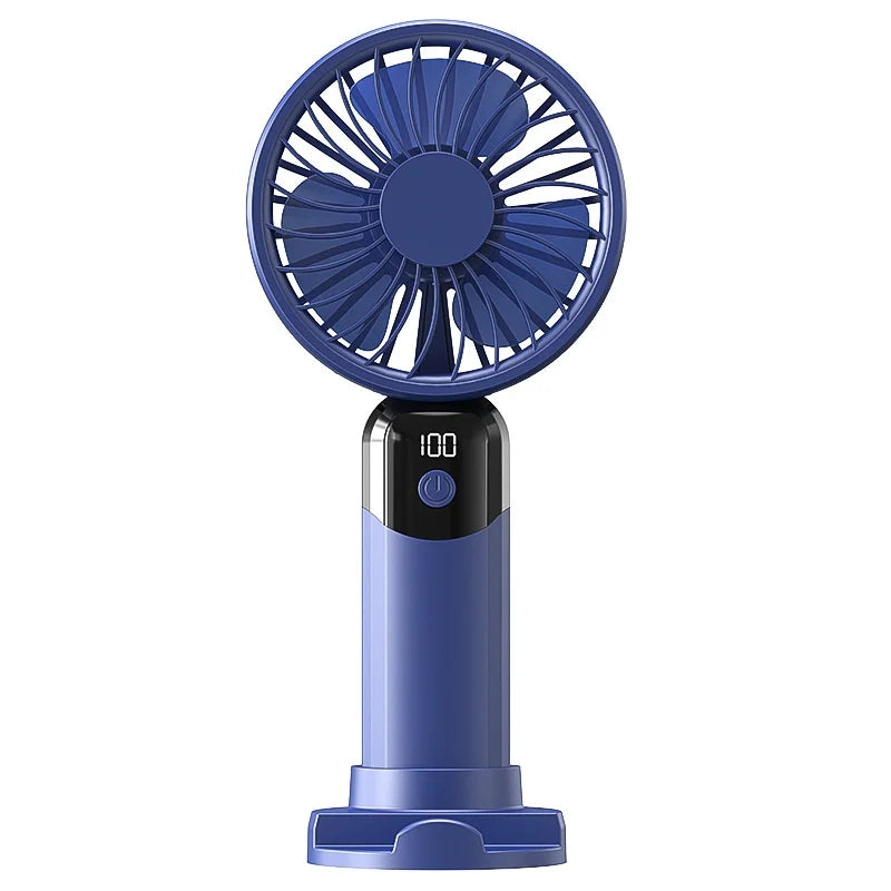 USB Portable 6-Speed Digital Display Fan Mini Handheld Large Wind Silent Desktop Cooling Gift Foldable for Household Car Use