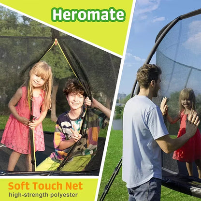 Zoshine 12FT/14FT/16FT Outdoor Trampoline Safety Enclosure Net Durable Alloy Steel Frame PVC Material Weather-Resistant