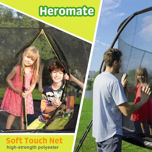 Zoshine 12FT/14FT/16FT Outdoor Trampoline Safety Enclosure Net Durable Alloy Steel Frame PVC Material Weather-Resistant