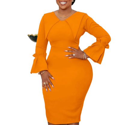 D3201 Foreign Trade Plus-size Women's Dress Fashion Temperament Tongle Professional Bag Pencil Skirt African