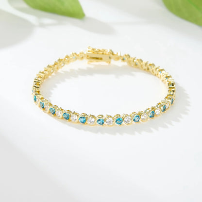 High Quality Gold Plated Chain Bracelet Women's Fashion Link Bracelet 14K Gold CZ Zirconia Color Zircon Women Tennis Bracelet