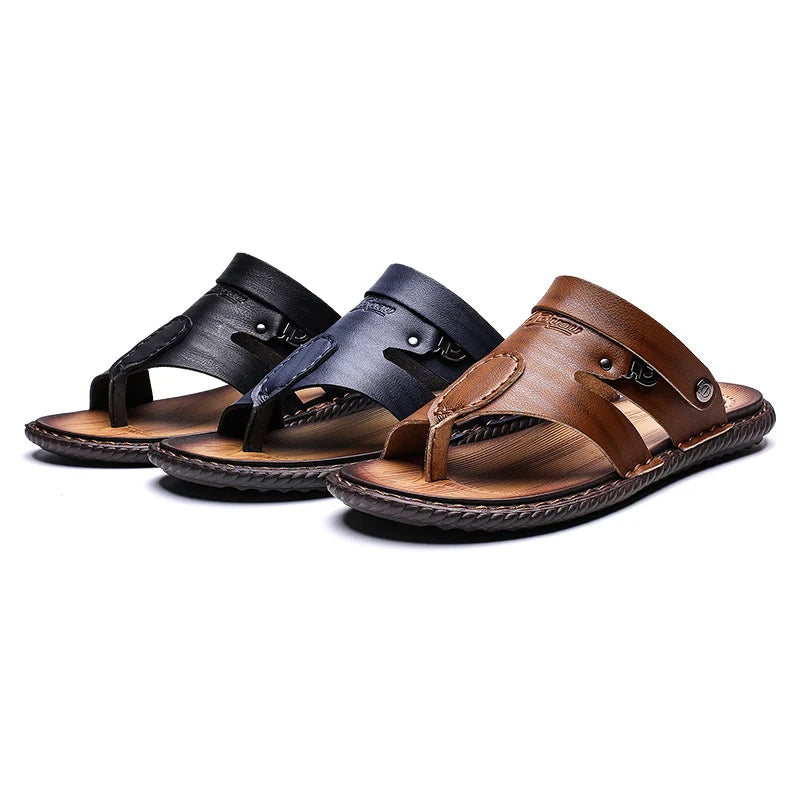 FUQIAO Summer New Style Men's Sandals Leather Soft Bottom Leisure Men Shoes Sandals Recommend Zandalias Para Hombre Verano