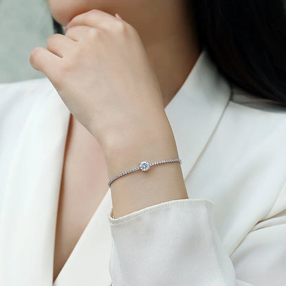 High Quality Sterling Silver 925 Tennis Chain Round Cutting Moissanite for Fine Jewelry Necklace Tennis Chain