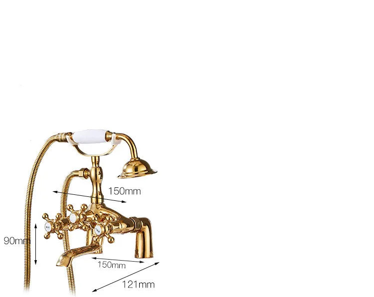 European Style Deck Mount Bathtub Faucet Antique Shower Mixer Tap with Shower Head