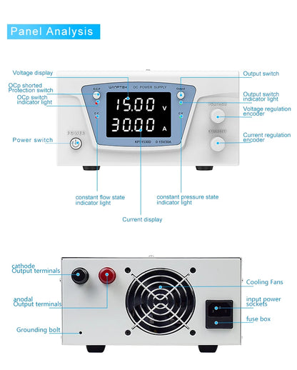 WANPTEK 100V 30A BENCH DC ADJUSTABLE POWER SUPPLY, DC POWER, LAB, REPAIR, SCHOOL,TEST, CHARGE, DESIGN, ELECTROPLATE, KPS10030D