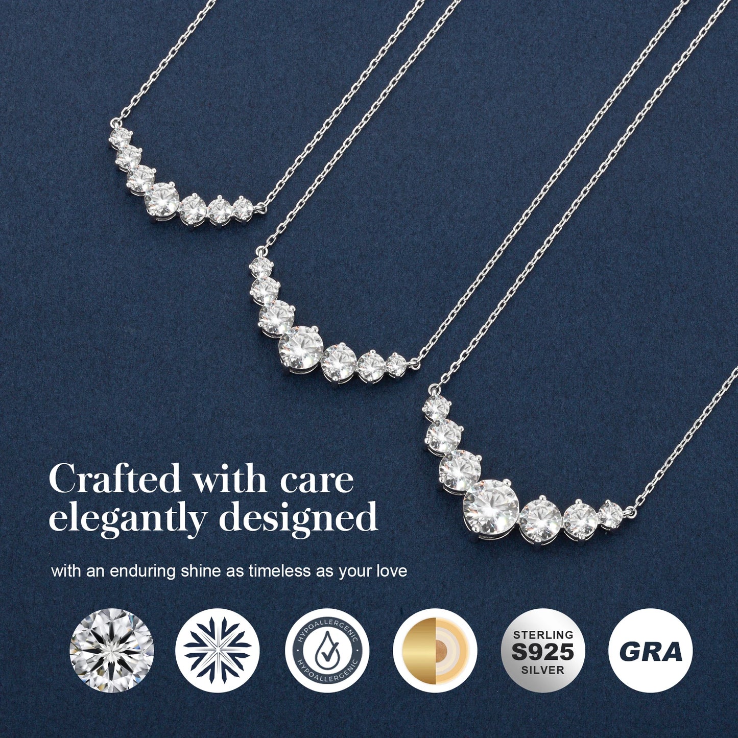 USA 5CT/1.7CT Moissanite Pendant S925 Sterling Silver Chain Women Gifts Smile GRA VVS Lab Created Diamond Heart Charm Necklace