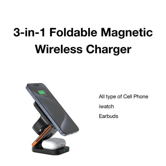 3 in 1 Foldable Magnetic Wireless Charger Multifunction Phone Charging Stand Chargers Wireless Charger by PDG ibma