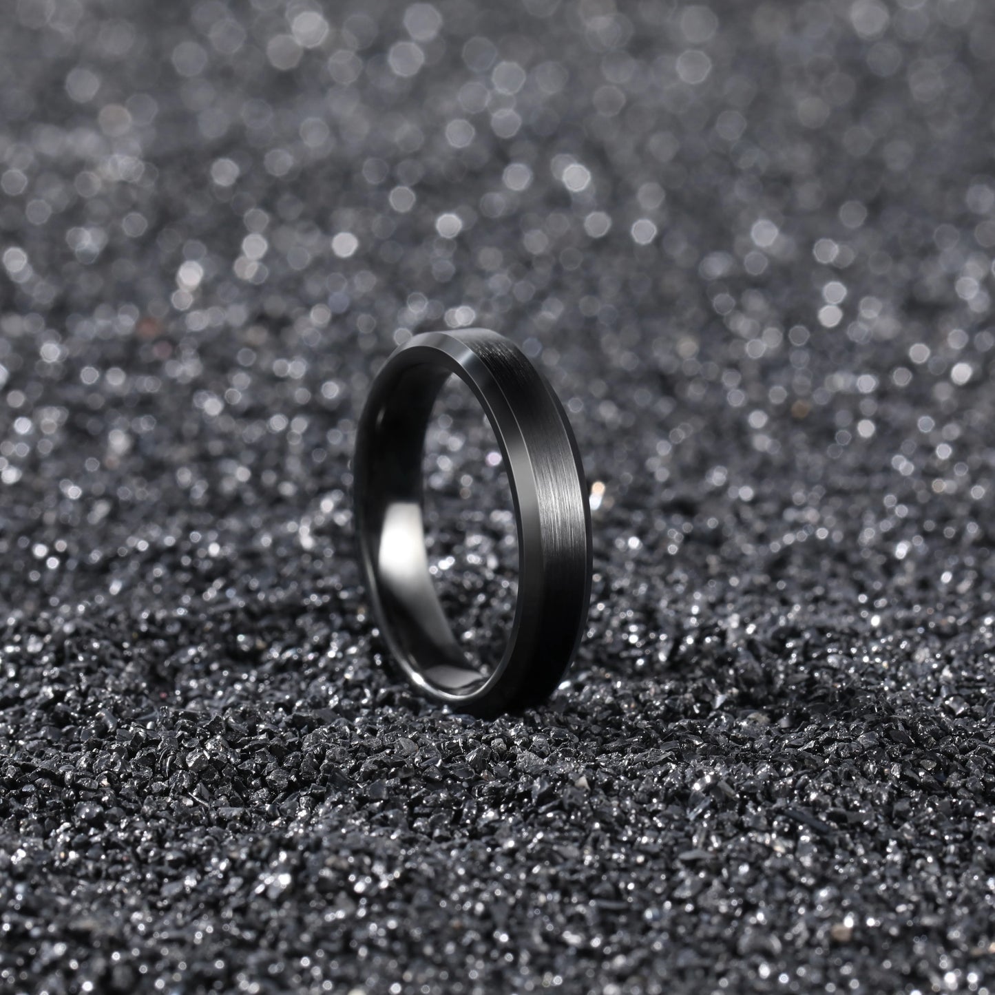 OAHLAN 4/6/8mm Black Ceramic Ring Brushed Comfort Fit Couple Wedding Band Engagement Rings Men Women Fashion Jewelry Size4-15
