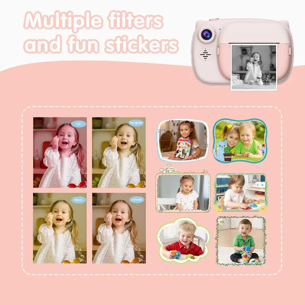 1080P HD Mini Camera Kids' Selfie Toddler Child Camera with Video Feature Print Style for Child's Birthday Gift