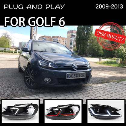 Headlight For VW Golf 6 MK6 2009-2013 Car автомобильные товары LED DRL Hella 5 Xenon Lens Hid H7 Golf6 Car Accessories