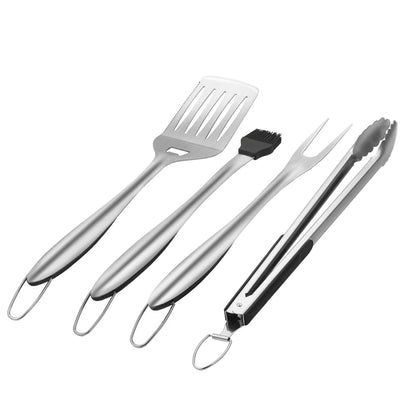 Overseas Stock Free Shipping 4PCS Grilling Tool Set BBQ Grill Accessories Stainless Steel Barbecue Utensil