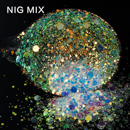 Free Samples Opal Iridescent Chunky Glitter Mix Crystal White Colors 1kg for Crafts Face Nail Art