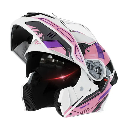 New ABS Modular Full Face Dual Visor Moto Helmet LED Tail Lights Dirt Bike Racing Casco for Men Women Motorcycles Helmets