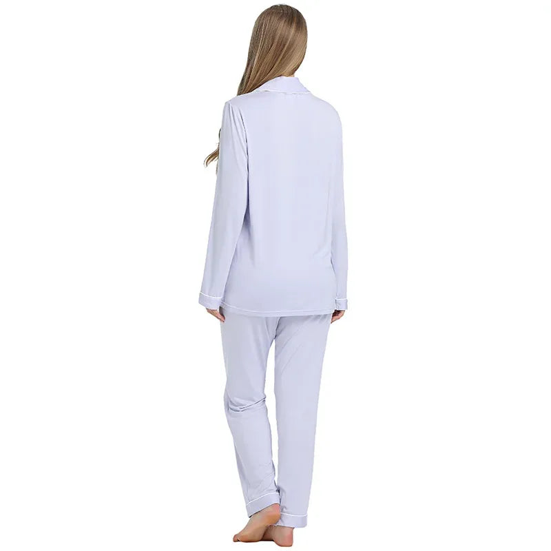 Joyaria Pajama Sets Women Long Sleeve Sleepwear Button Down Pj Pants Set Soft Bamboo Female Night Suit PJS Women Pyjamas Femmes