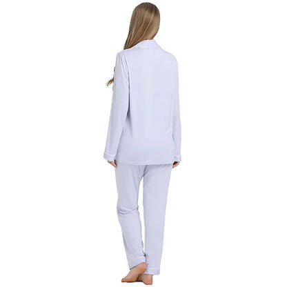 Joyaria Pajama Sets Women Long Sleeve Sleepwear Button Down Pj Pants Set Soft Bamboo Female Night Suit PJS Women Pyjamas Femmes