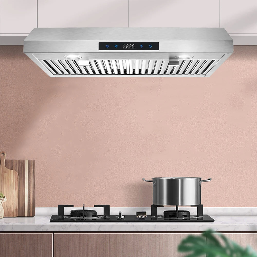 Range Hood 30 Inch Under Cabinet, Range Hoods with Touch Control,3-Venting Kitchen Hood,Stainless Steel Vent Hood