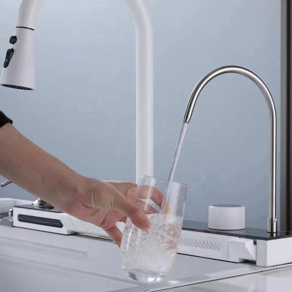 Kitchen Sink Tap White Smart,sink Kitchen Smart White Large,deck-mounted Kitchen Faucet for Kitchen Sink 304 Single Bowl Kitchen