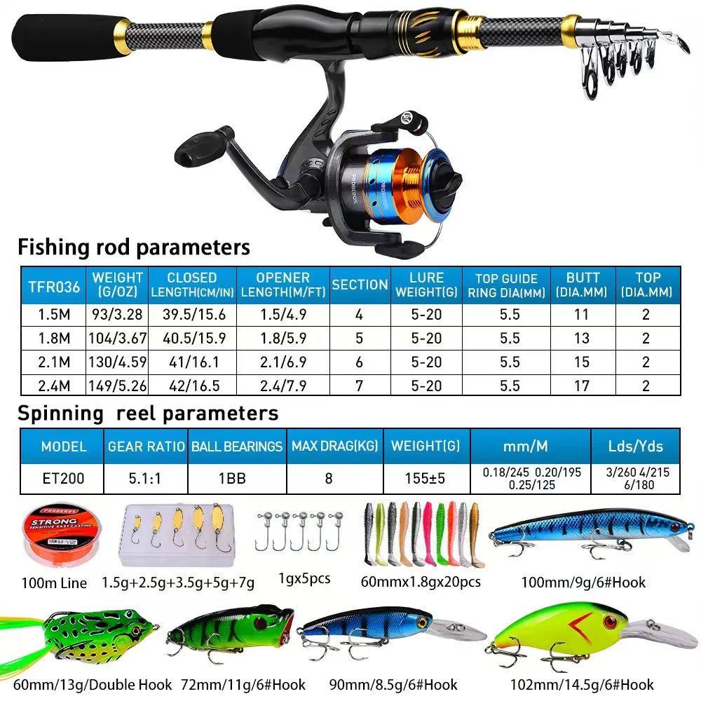 Long Throw Casting Fishing Reel Fishing Rod Bag Combination  Sea Rod Set   Carbon Fiber Sea Fishing Rod  Novice Set in Stock