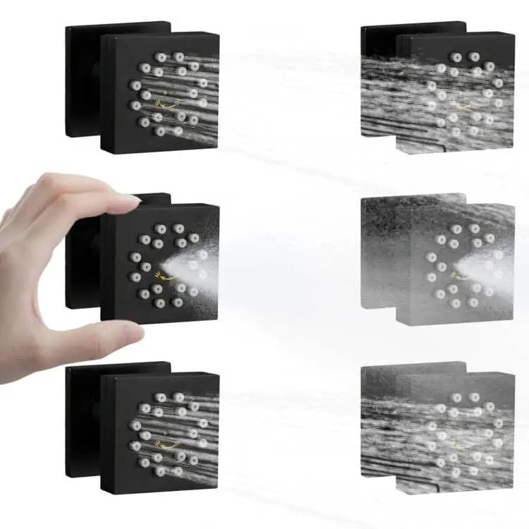 High Pressure Wall Mount Brass Square Showerhead Spa Massage Shower Sprayer Nozzles 2-Function Shower Body Sprays Jet