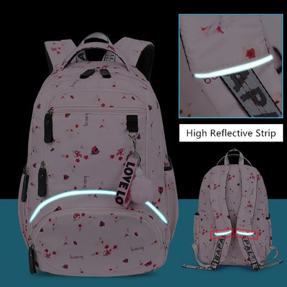 Cherry blossoms elementary school backpack for girls black pink floral bookbag fashion school bags for girls cute flower bookbag