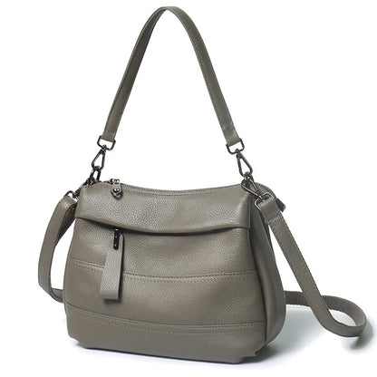 2025 New Fashionable Lady's Multi-layer Crossbody Bag Versatile Top Cowhide Soft with Double Shoulder Straps