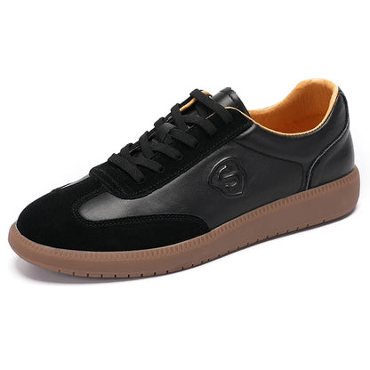 New Wholesale 2025 Classy All White Men Luxury Leather Sneakers Genuine Cow Lace-up Formal Black Casual Shoes Italy Brand Hot