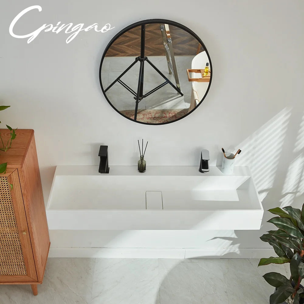 Cpingao New Design High Quality White Solid Surface Hand Wall Hung Wash Basin for Home Hotel