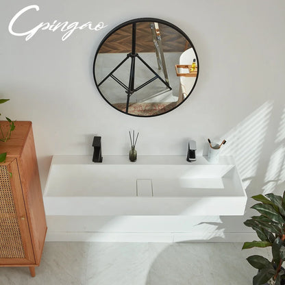 Cpingao New Design High Quality White Solid Surface Hand Wall Hung Wash Basin for Home Hotel