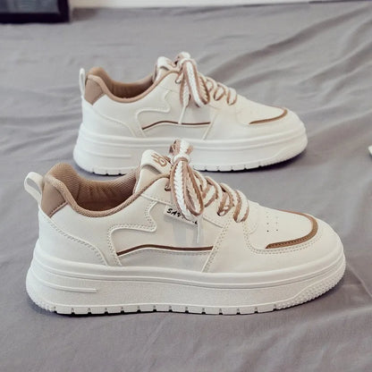 New White Shoes, Elevated Women's Shoes, Full Leather Comfortable Women's Board Shoes Women's Sports Shoes