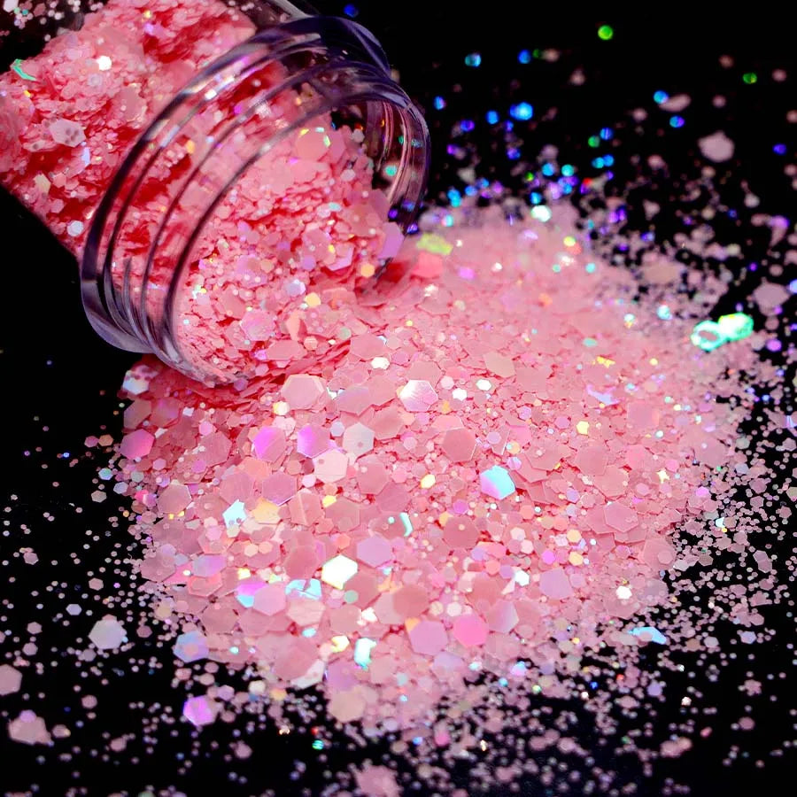 Bulk KG Bag Holographic Macaron Glitters Solvent Resistant Polyester Chunky Glitter for Resin Craft Tumbler Snowglobe