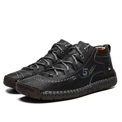Factory Supply Drop Shipping Lace up Large Size Microfiber Leather Flat Men Casual Walking Boots