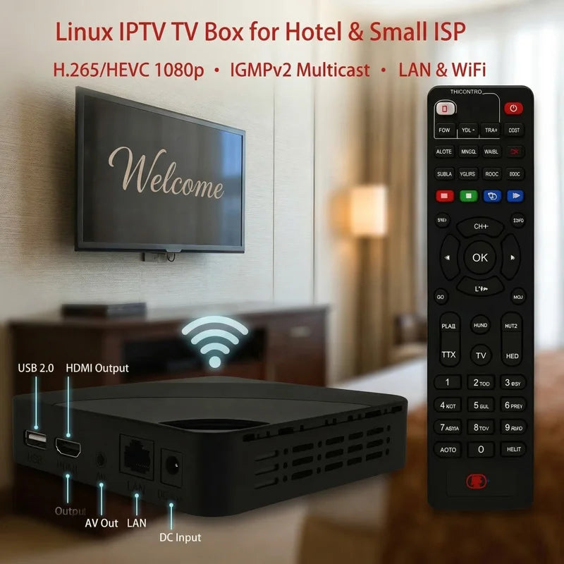 Linux IP STB M3U XML Playlist Online Playlist USB Import Auto Update HD+AV+LAN WiFi (Playlist) - ERI-IPTV004 DDR3 1Gb Flash 16MB