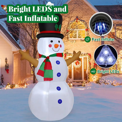 GOOSH 4 FT Christmas Inflatables Snowman Outdoor Decorations LED Lights Built-In Xmas Yard & Indoor Garden Lawn Décor for Party