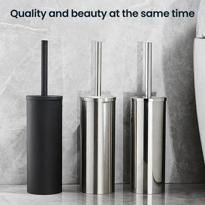Bathroom Black Gold 304 Stainless Steel Toilet Brush Set Toilet Bowl Cleaner Brush and Holder Cleaning Tool Standing