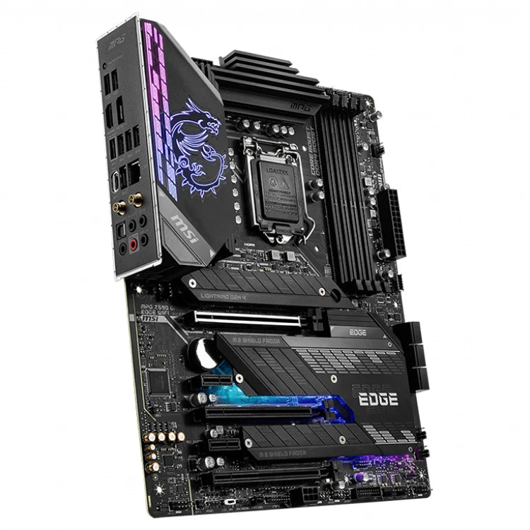 Used MS'I MPG Z590 GAMING EDGE WIFI Motherboard with 128GB DDR4 Memory Scokets Supports 11th and 10th Gen Intel Core Processors