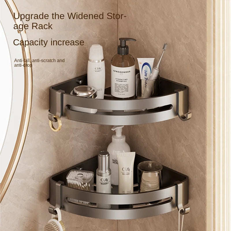 Modern Gun Grey Aluminum Bath Towel Rack Integrated Hanger Toilet Six-Piece Bathroom Accessories Set