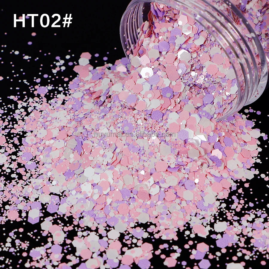 Bulk KG Bag Holographic Macaron Glitters Solvent Resistant Polyester Chunky Glitter for Resin Craft Tumbler Snowglobe