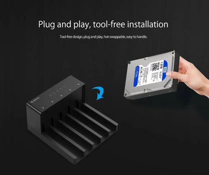 ORICO 5 Bay USB 3.0 to SATA 2.5/3.5 Inch HDD Docking Station Hard Drive Enclosure with Offline Clone HDD Case Plug and Play