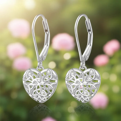 Tibetan Silver Heart Drop Earrings for Women Romantic Alloy Jewelry Gift Fashion White Gold Color