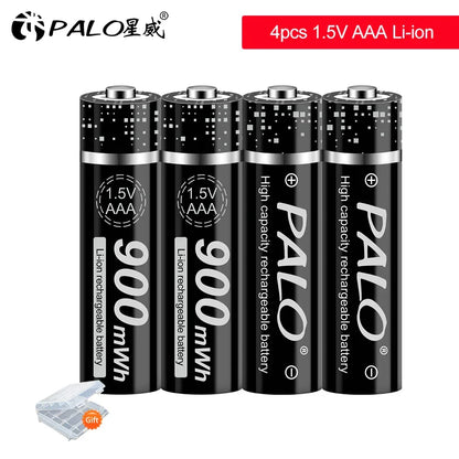 100% New 1.5V AAA Rechargeable Battery 900mWh 1.5V Li-ion Lithium Liion Li ion 3A aaa Batteries for Toy Car Camera Flashlight